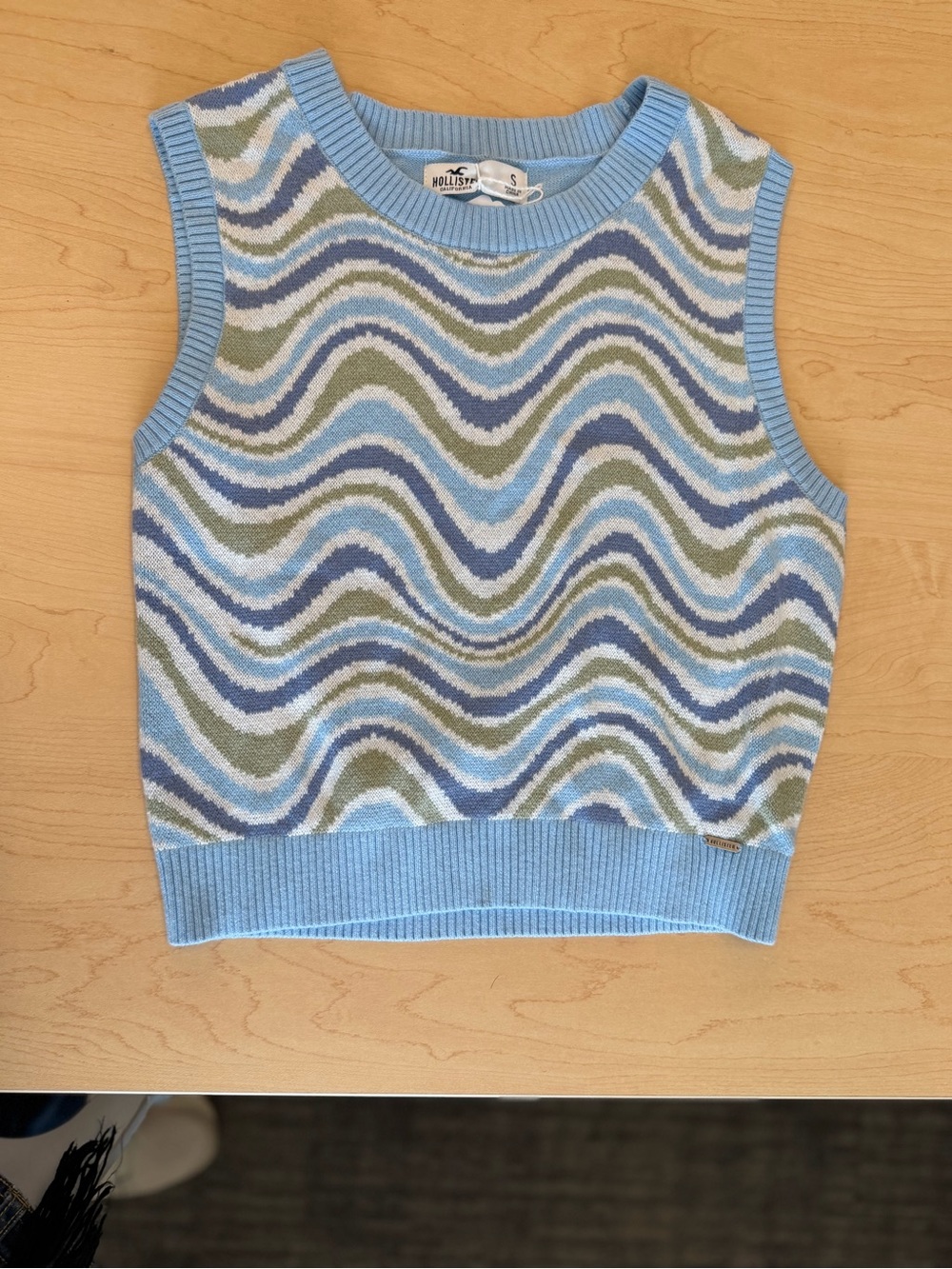 Hollister Light Blue Wavy Knit Tank Top